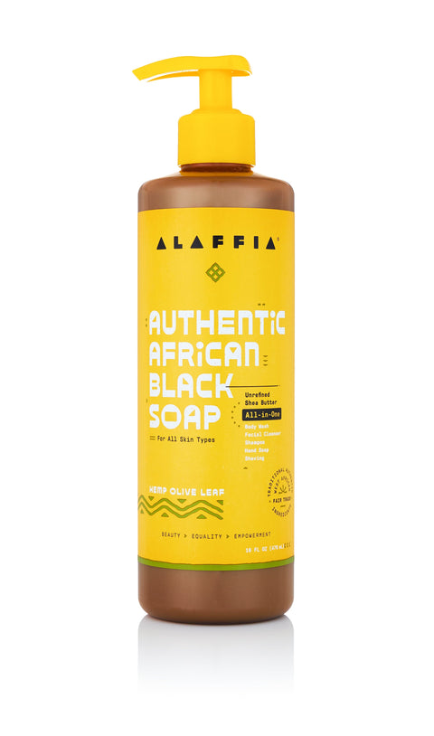 Authentic African Black Soap All-In-One - Hemp Olive Leaf, 16 oz