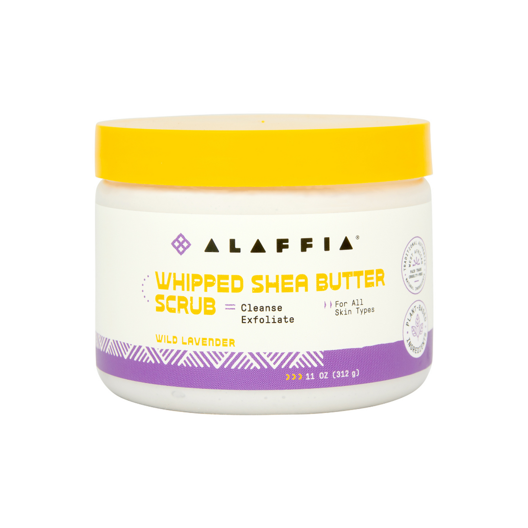 Authentic African Whipped Shea Butter Scrub, Wild Lavender 11oz – Alaffia