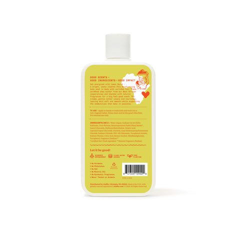Alaffia Good Soap Body Wash, Lemon Burst, back of bottle