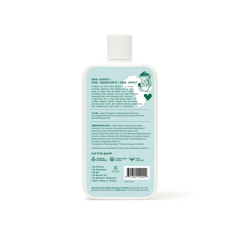 Alaffia Good Soap Body Wash, Mint Splash, back of bottle