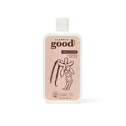 Alaffia Good Soap Body Wash, Vanilla Cloud, front of bottle