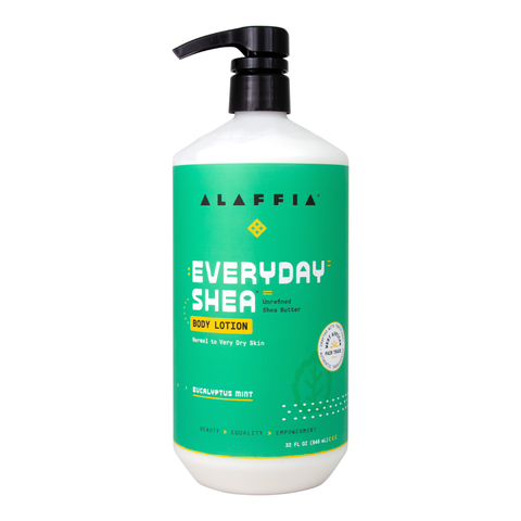 Alaffia EveryDay Shea Body Lotion, Eucalyptus Mint, 32 fl oz bottle