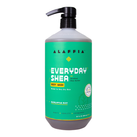 Alaffia EveryDay Shea Body Wash, Eucalyptus Mint, 32 fl oz bottle